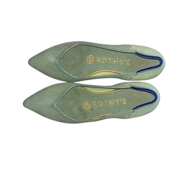 Rothy's Womens Pointed Toe Flats Size 5 Green Knit Slip-On Shoes Eco-Friendly - Picture 10 of 16